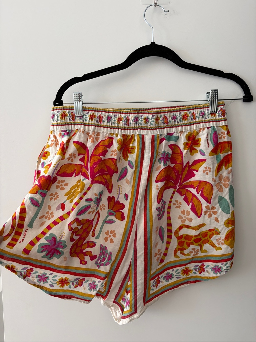 FARM Rio SET White Button-Down Shirt and Shortswith Pink & Orange Tropical Print - Picture 4 of 5